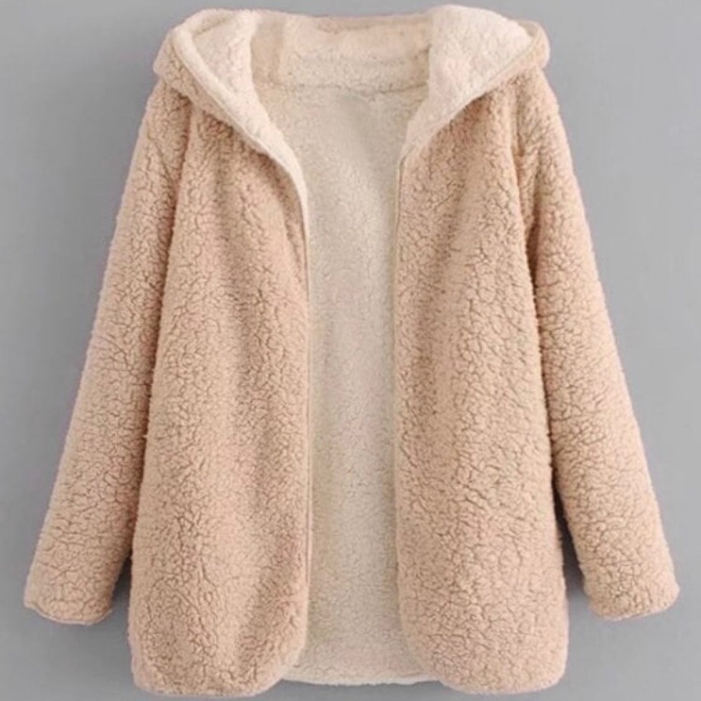 Cozy Faux Shearling Teddy Coat with Hood & Pockets